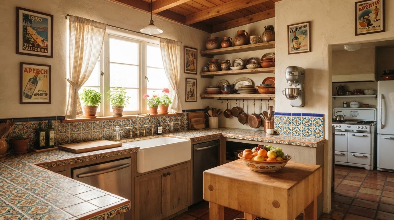 A vintage kitchen with original cabinetry and period fittings